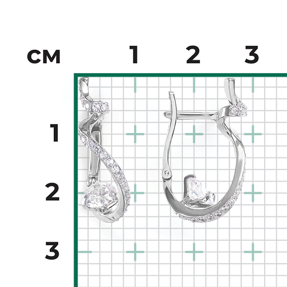 Серьги с английским замком из белого золота с фианитами 02-4582-00-501-1120-38