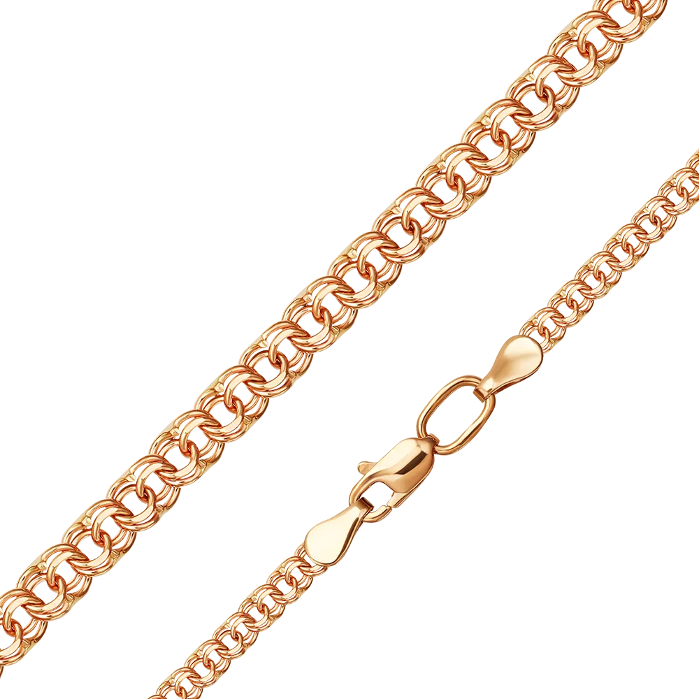 Цепь из красного золота с алмазной гранью (плетение «Бисмарк») 21-2705-040-1110-19