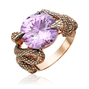 Кольцо «Хранительницы сокровища» из красного золота с аметистом