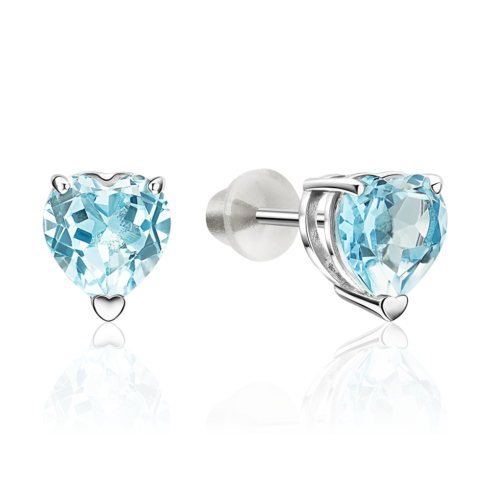Серьги-пусеты «Сердца» из серебра с топазом 02-5668-00-201-0200