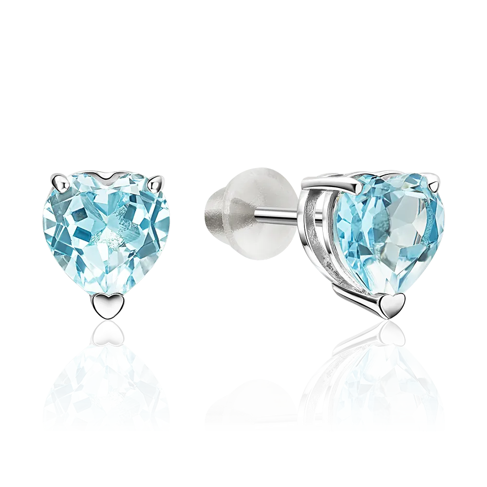 Серьги-пусеты «Сердца» из серебра с топазом 02-5668-00-201-0200