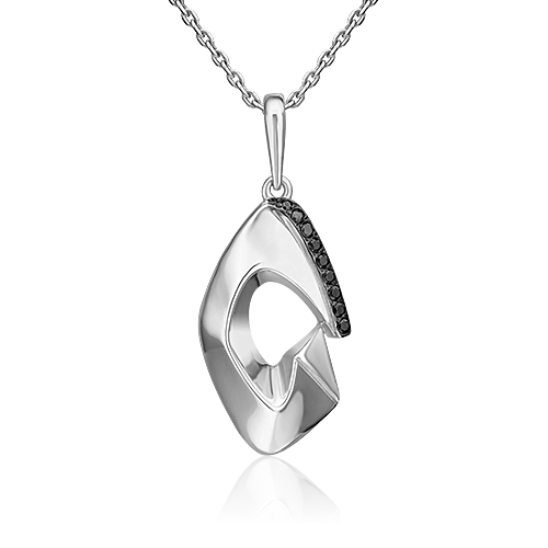 Подвеска из серебра с чёрными фианитами 03-3388-00-402-0200