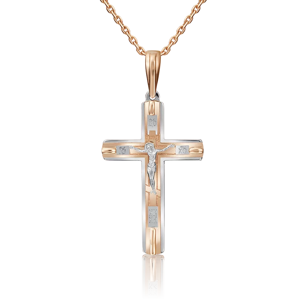 Православный крест из комбинированного золота 03-2781-00-000-1111-42