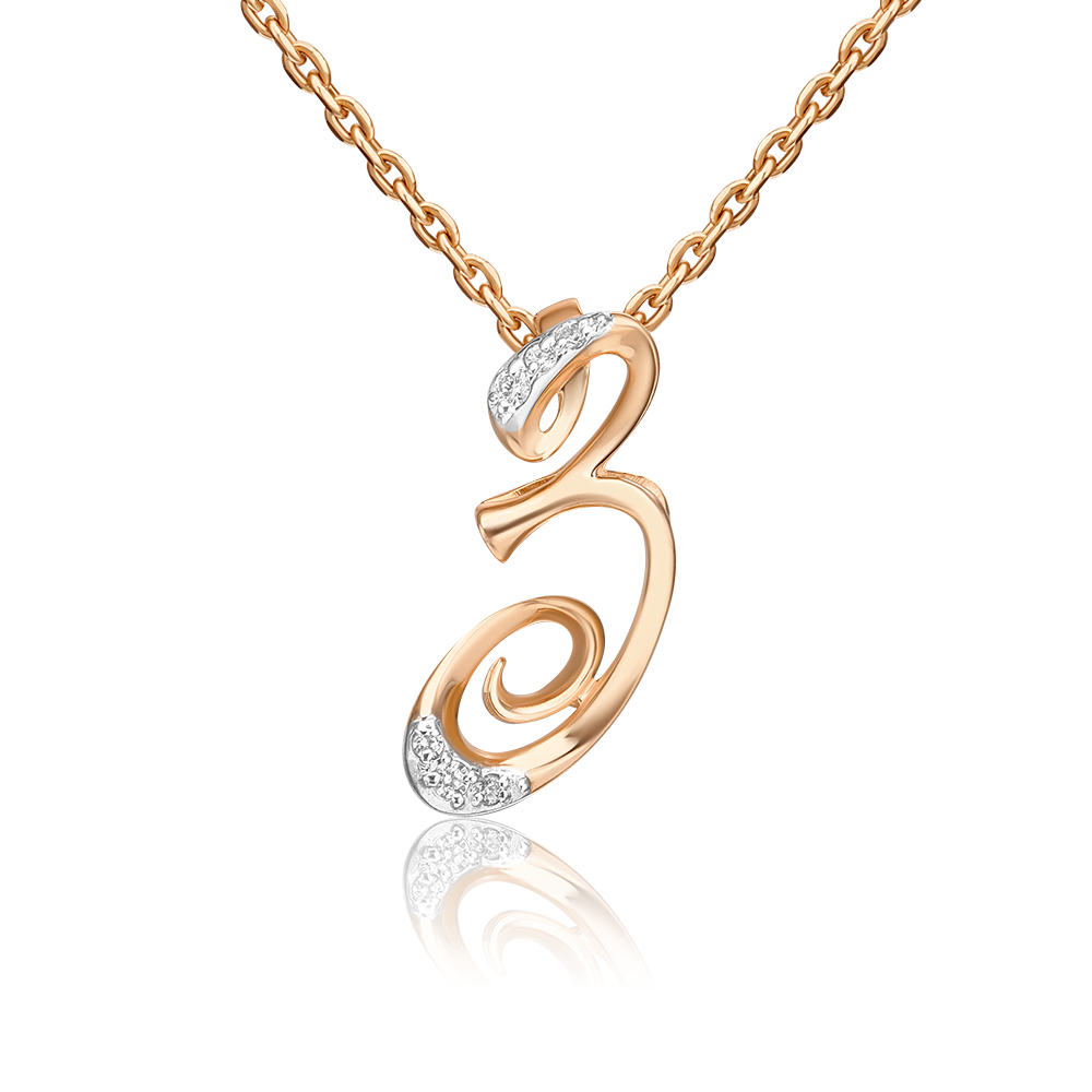 Подвеска «Буква З» из красного золота с фианитами 03-1460-З-401-1110-03