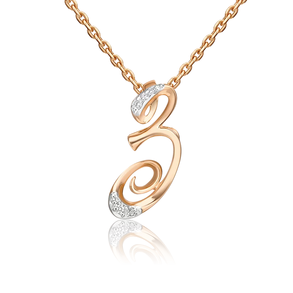 Подвеска «Буква З» из красного золота с фианитами 03-1460-З-401-1110-03