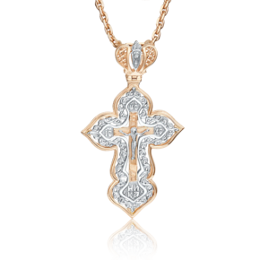 Православный крест из комбинированного золота 03-1465-00-000-1111-02