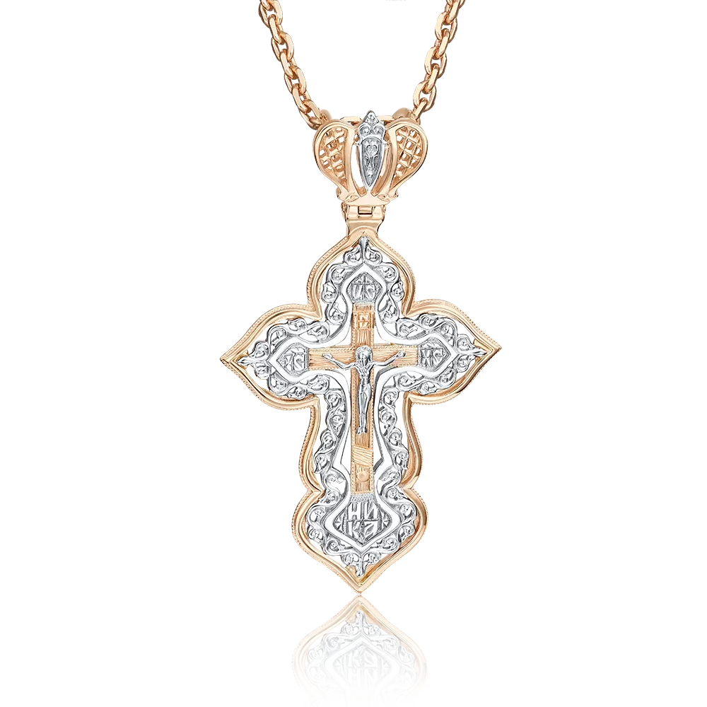 Православный крест из комбинированного золота 03-1465-00-000-1111-02