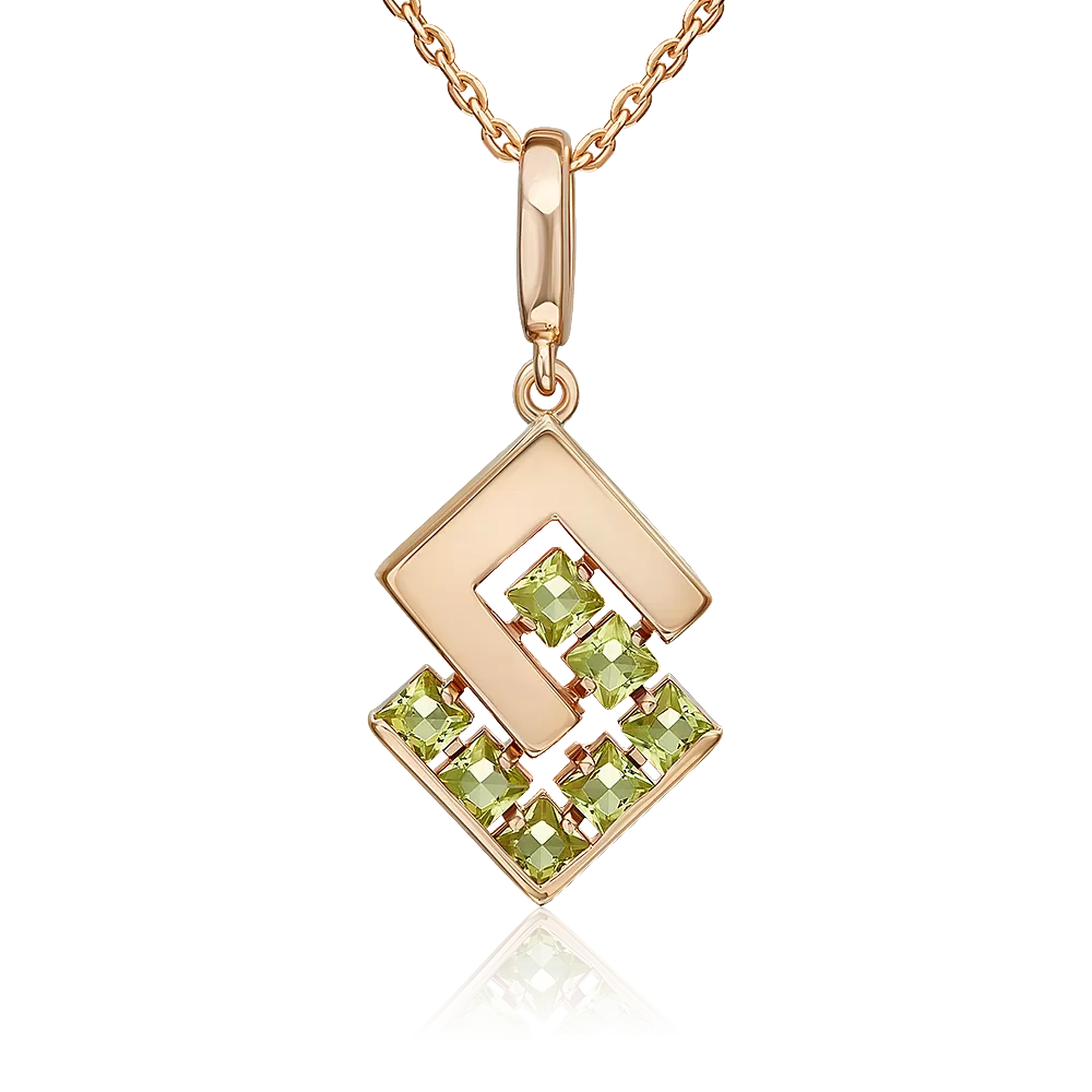 Подвеска из красного золота с хризолитами 03-3589-00-205-1110