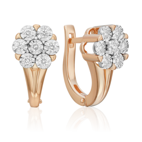 Серьги с английским замком из комбинированного золота с бриллиантами