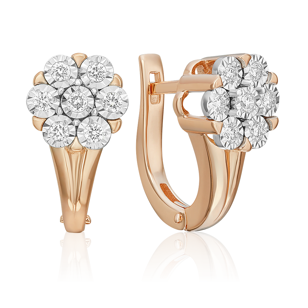 Серьги с английским замком из комбинированного золота с бриллиантами 02-5234-00-101-1111