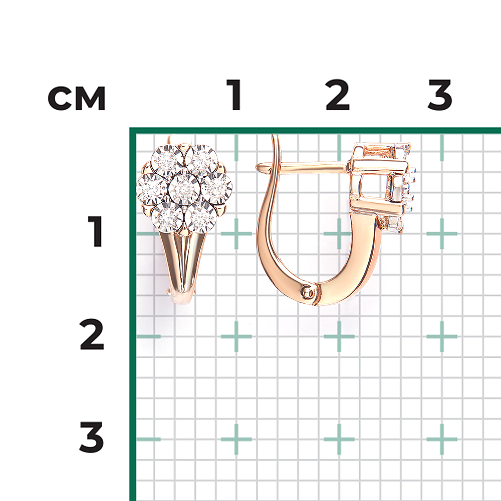 Серьги с английским замком из комбинированного золота с бриллиантами 02-5234-00-101-1111