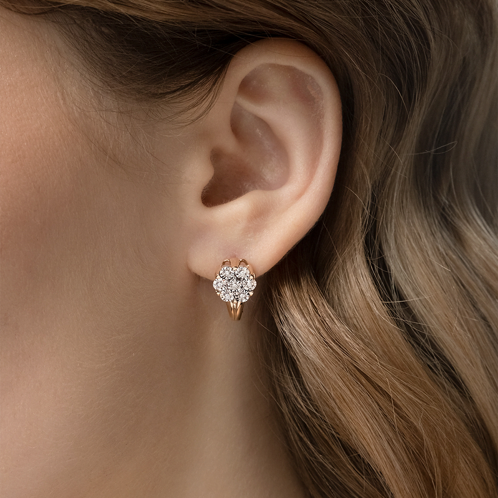 Серьги с английским замком из комбинированного золота с бриллиантами 02-5234-00-101-1111