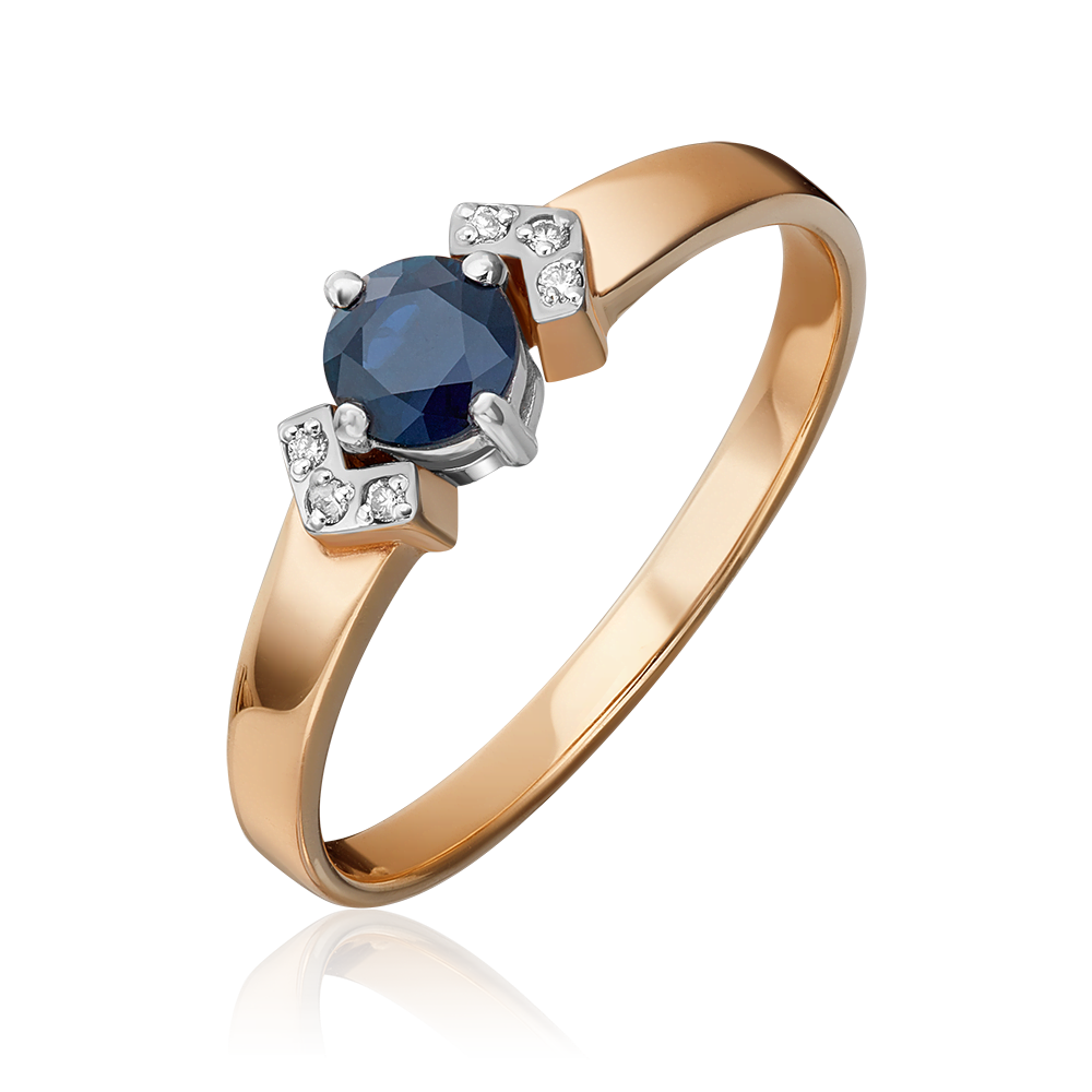 Кольцо из комбинированного золота с сапфиром и бриллиантами 01-0557-00-105-1111-30
