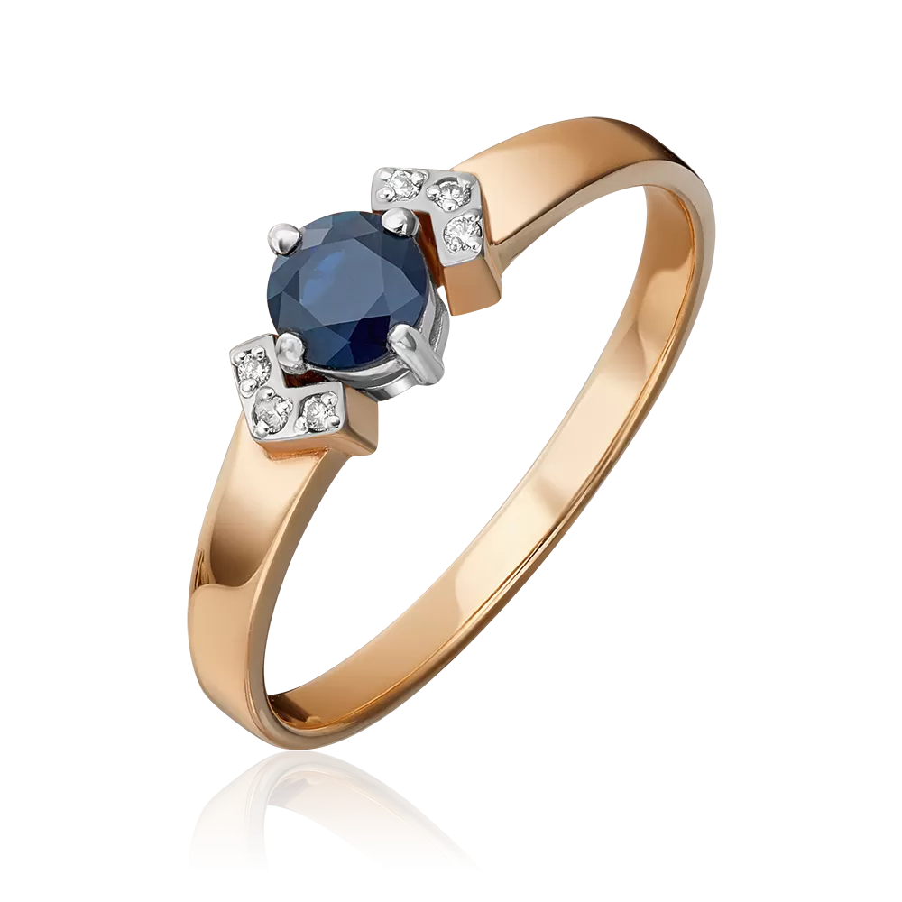 Кольцо из комбинированного золота с сапфиром и бриллиантами 01-0557-00-105-1111-30