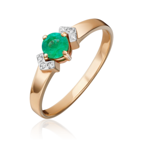 Кольцо из красного золота с изумрудом и бриллиантами 01-0557-00-106-1110-30