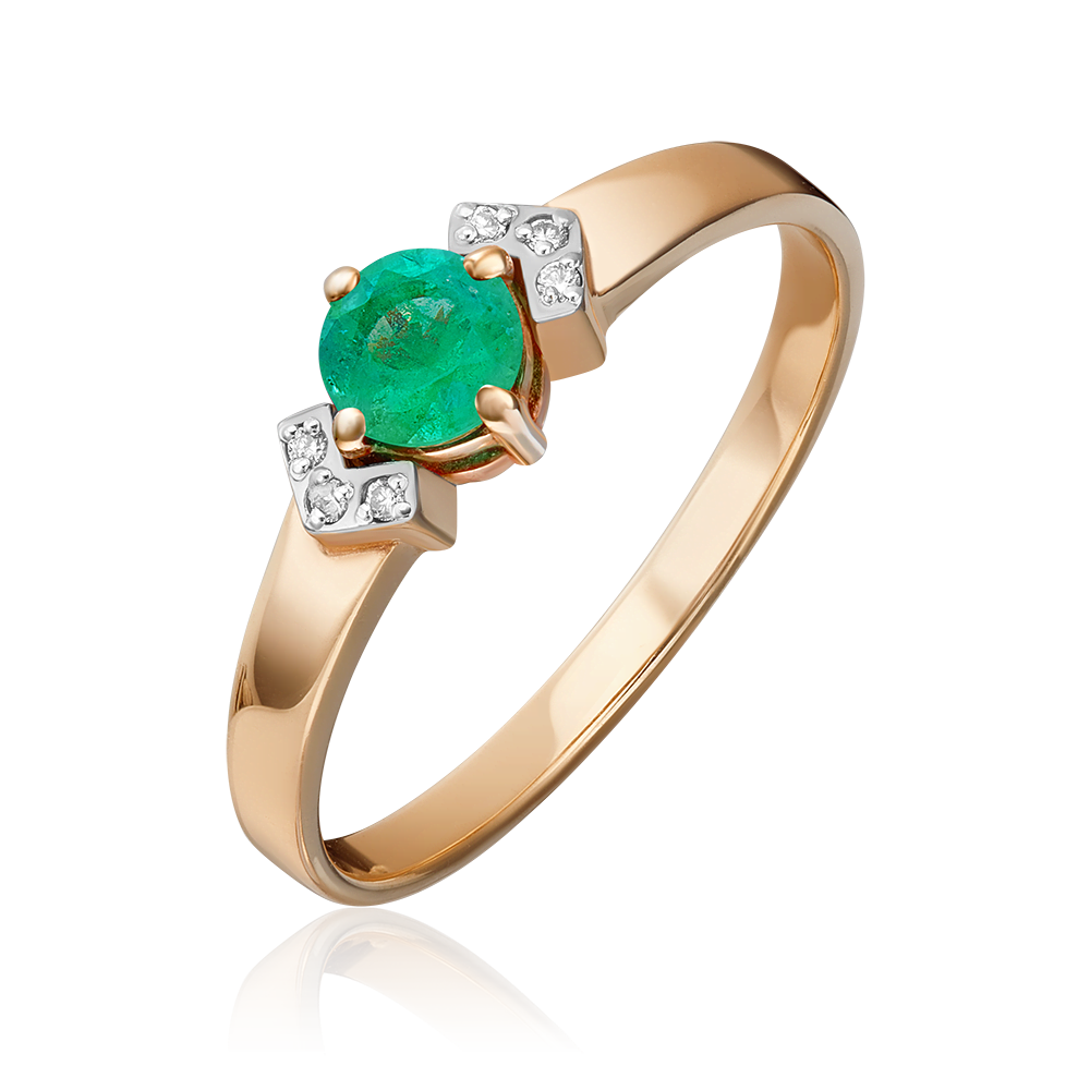 Кольцо из красного золота с изумрудом и бриллиантами 01-0557-00-106-1110-30