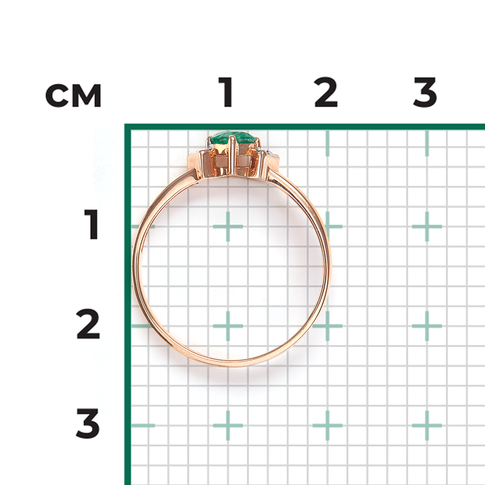 Кольцо из красного золота с изумрудом и бриллиантами 01-0557-00-106-1110-30