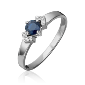 Кольцо из белого золота с сапфиром и бриллиантами 01-0558-00-105-1120-30