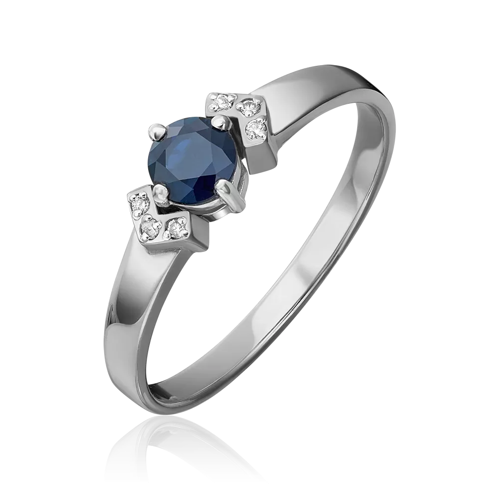 Кольцо из белого золота с сапфиром и бриллиантами 01-0558-00-105-1120-30