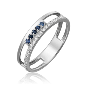Кольцо из белого золота с сапфирами и бриллиантами 01-0566-00-105-1120-30