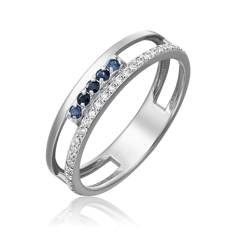 Кольцо из белого золота с сапфирами и бриллиантами 01-0566-00-105-1120-30