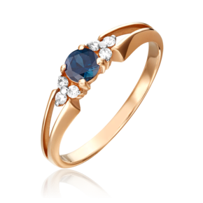 Кольцо из красного золота с сапфиром и бриллиантами 01-0569-00-105-1110-30