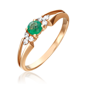 Кольцо из красного золота с изумрудом и бриллиантами 01-0569-00-106-1110-30