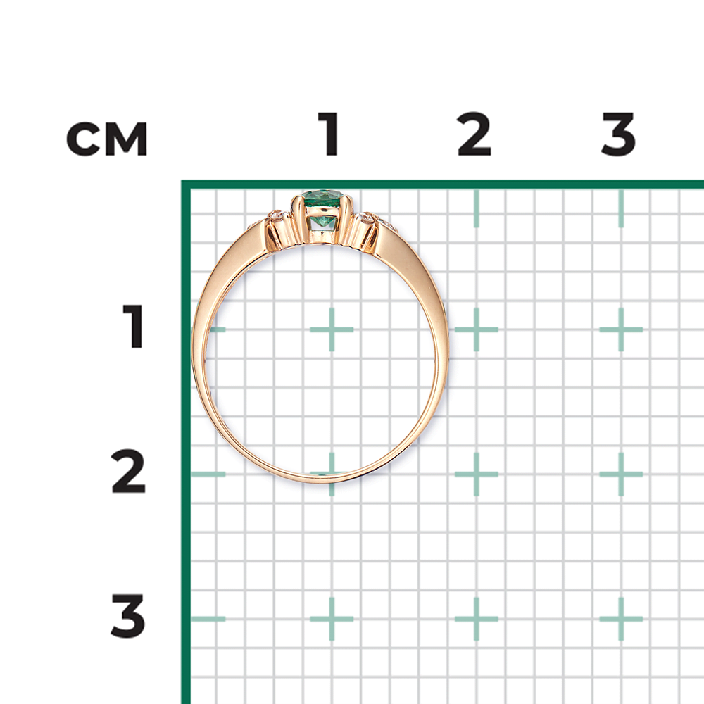 Кольцо из красного золота с изумрудом и бриллиантами 01-0569-00-106-1110-30