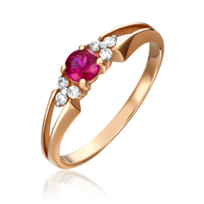 Кольцо из красного золота с рубином и бриллиантами 01-0569-00-107-1110-30