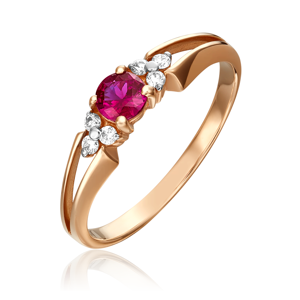 Кольцо из красного золота с рубином и бриллиантами 01-0569-00-107-1110-30