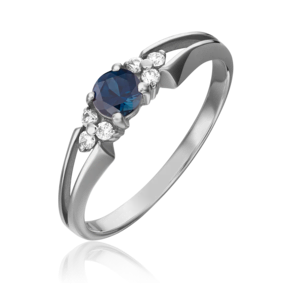 Кольцо из белого золота с сапфиром и бриллиантами 01-0570-00-105-1120-30