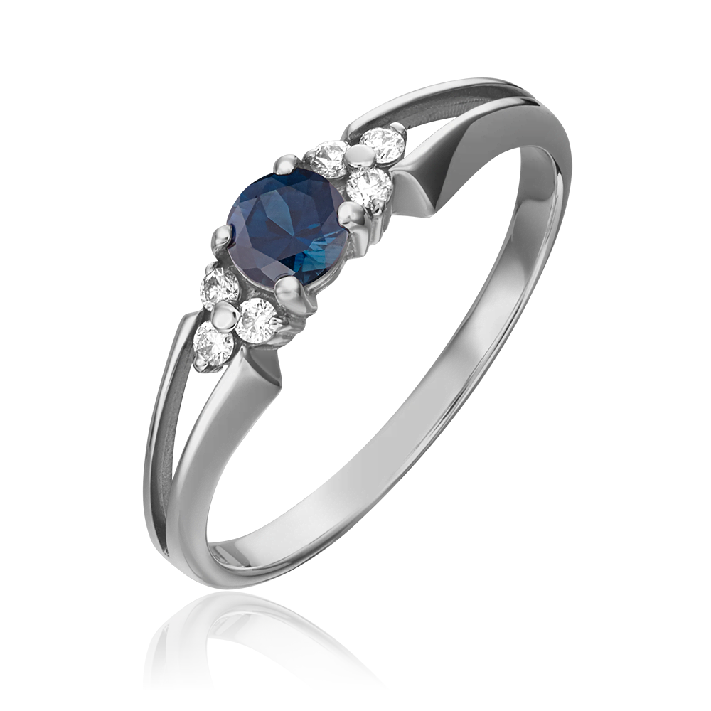 Кольцо из белого золота с сапфиром и бриллиантами 01-0570-00-105-1120-30