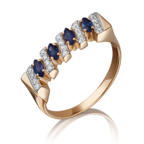 Кольцо из красного золота с сапфирами и бриллиантами 01-0571-00-105-1110-30