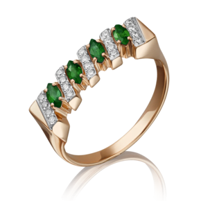 Кольцо из красного золота с изумрудами и бриллиантами 01-0571-00-106-1110-30