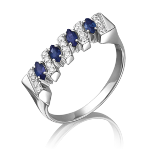 Кольцо из белого золота с сапфирами и бриллиантами 01-0572-00-105-1120-30