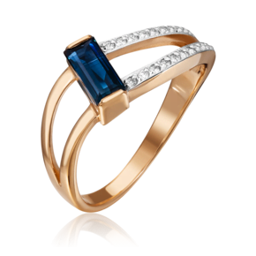 Кольцо из красного золота с сапфиром и бриллиантами 01-0573-00-105-1110-30