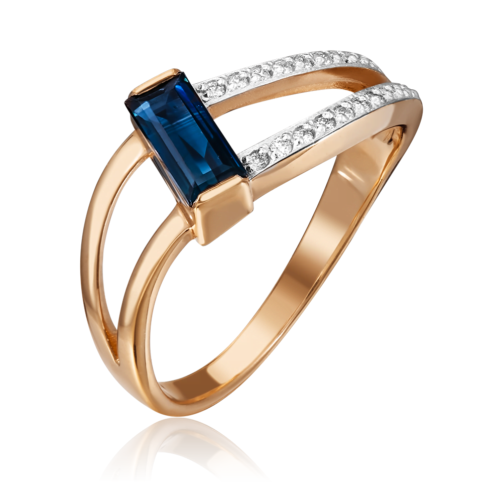 Кольцо из красного золота с сапфиром и бриллиантами 01-0573-00-105-1110-30
