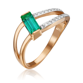 Кольцо из красного золота с изумрудом и бриллиантами 01-0573-00-106-1110-30