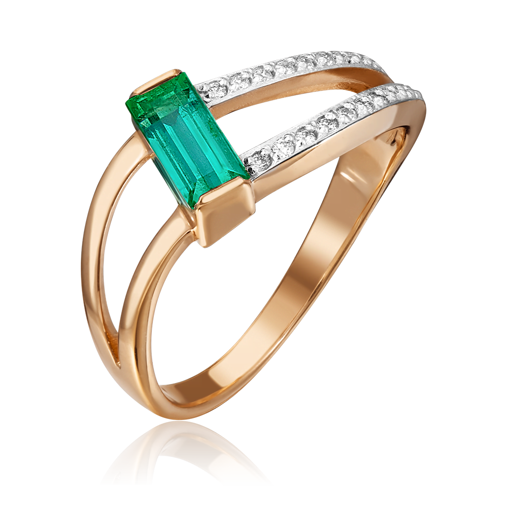 Кольцо из красного золота с изумрудом и бриллиантами 01-0573-00-106-1110-30