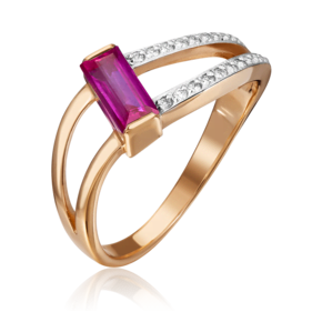 Кольцо из красного золота с рубином и бриллиантами 01-0573-00-107-1110-30