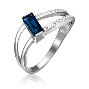 Кольцо из белого золота с сапфиром и бриллиантами 01-0574-00-105-1120-30