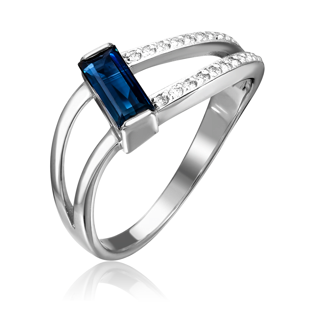 Кольцо из белого золота с сапфиром и бриллиантами 01-0574-00-105-1120-30