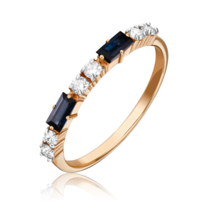 Кольцо из красного золота с сапфирами и бриллиантами 01-0575-00-105-1110-30