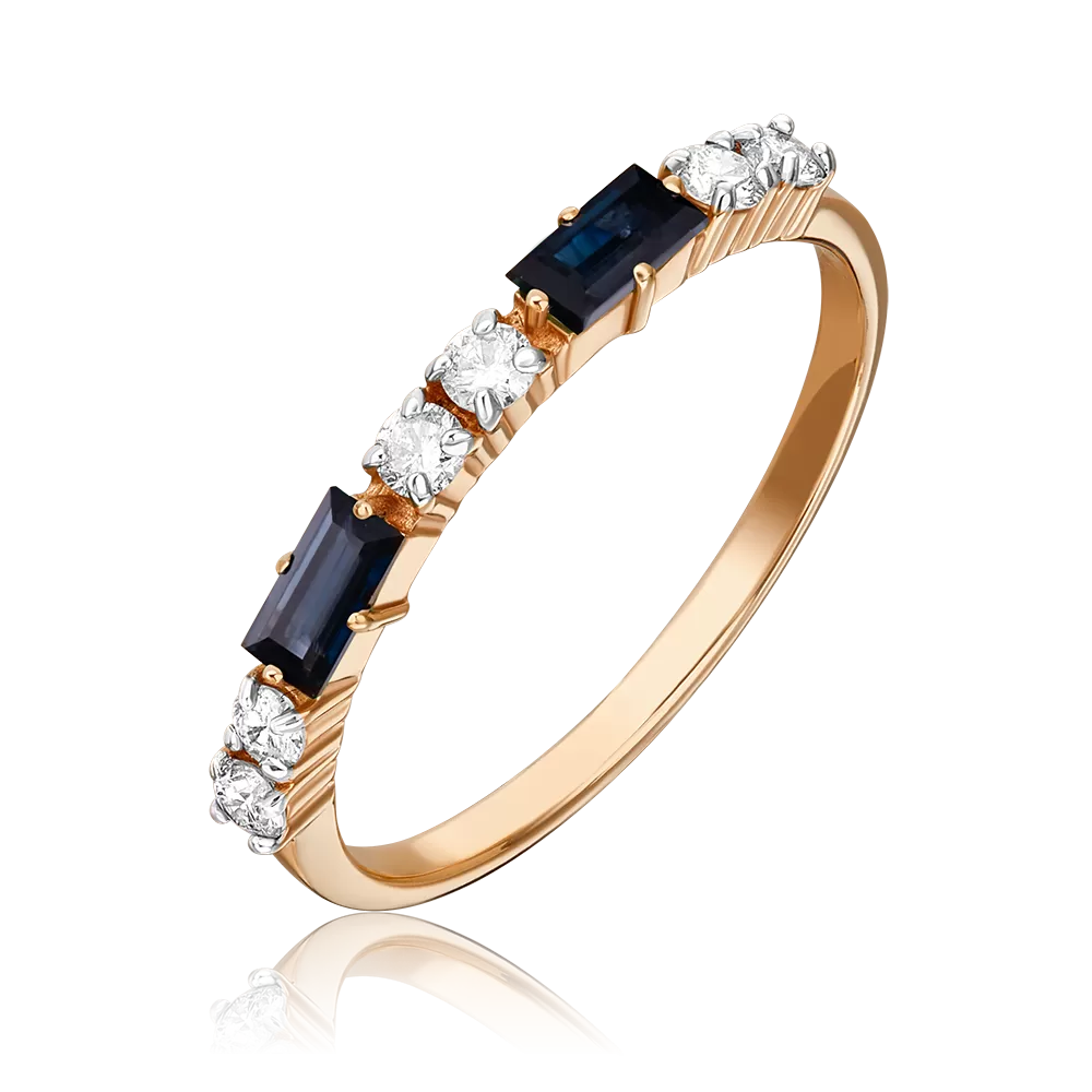 Кольцо из красного золота с сапфирами и бриллиантами 01-0575-00-105-1110-30