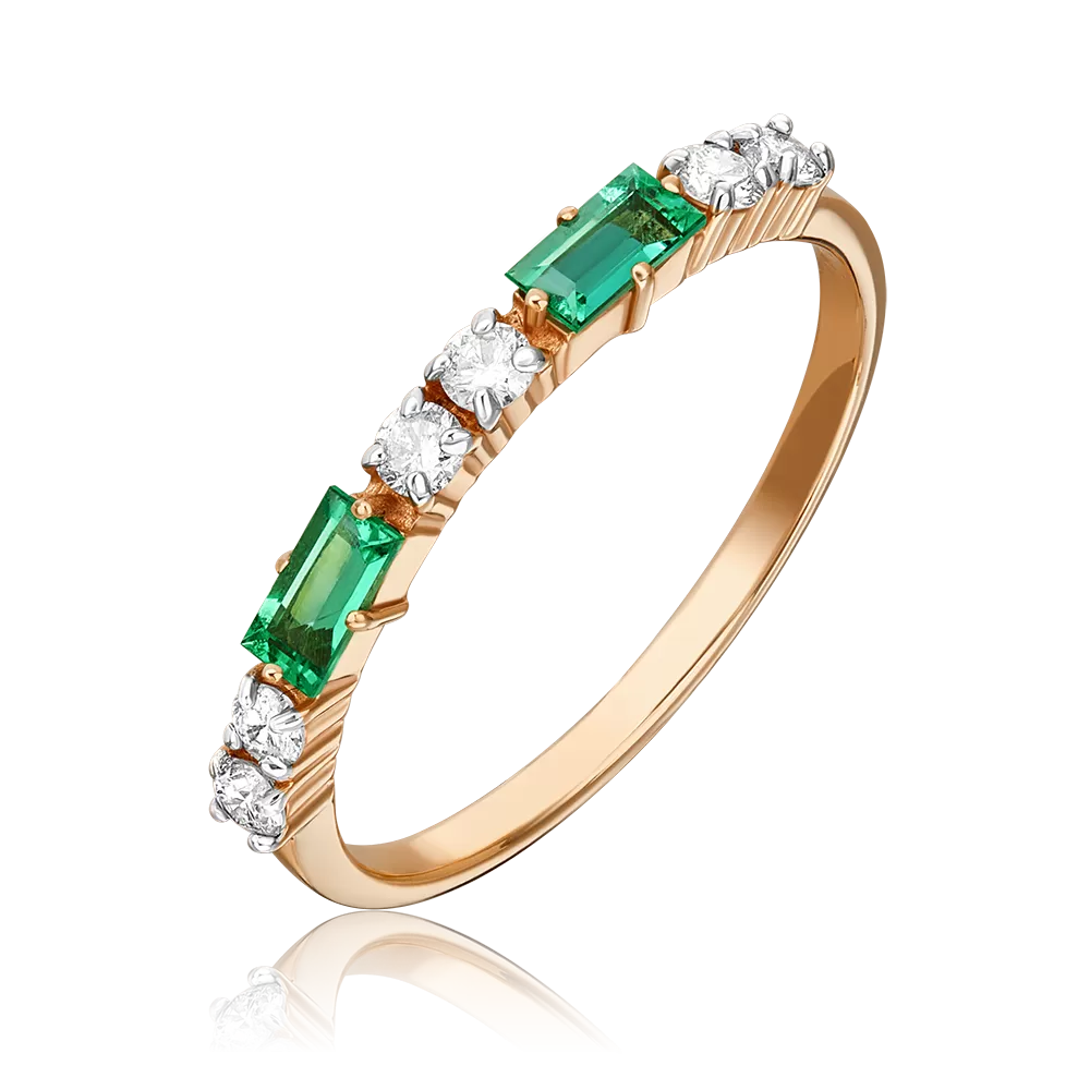 Кольцо из красного золота с изумрудами и бриллиантами 01-0575-00-106-1110-30