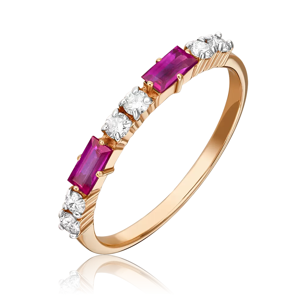 Кольцо из красного золота с рубинами и бриллиантами 01-0575-00-107-1110-30