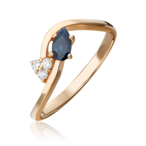Кольцо из красного золота с сапфиром и бриллиантами 01-0577-00-105-1110-30