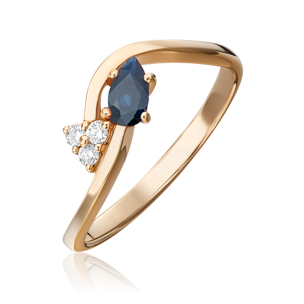 Кольцо из красного золота с сапфиром и бриллиантами 01-0577-00-105-1110-30