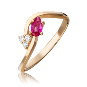 Кольцо из красного золота с рубином и бриллиантами 01-0577-00-107-1110-30