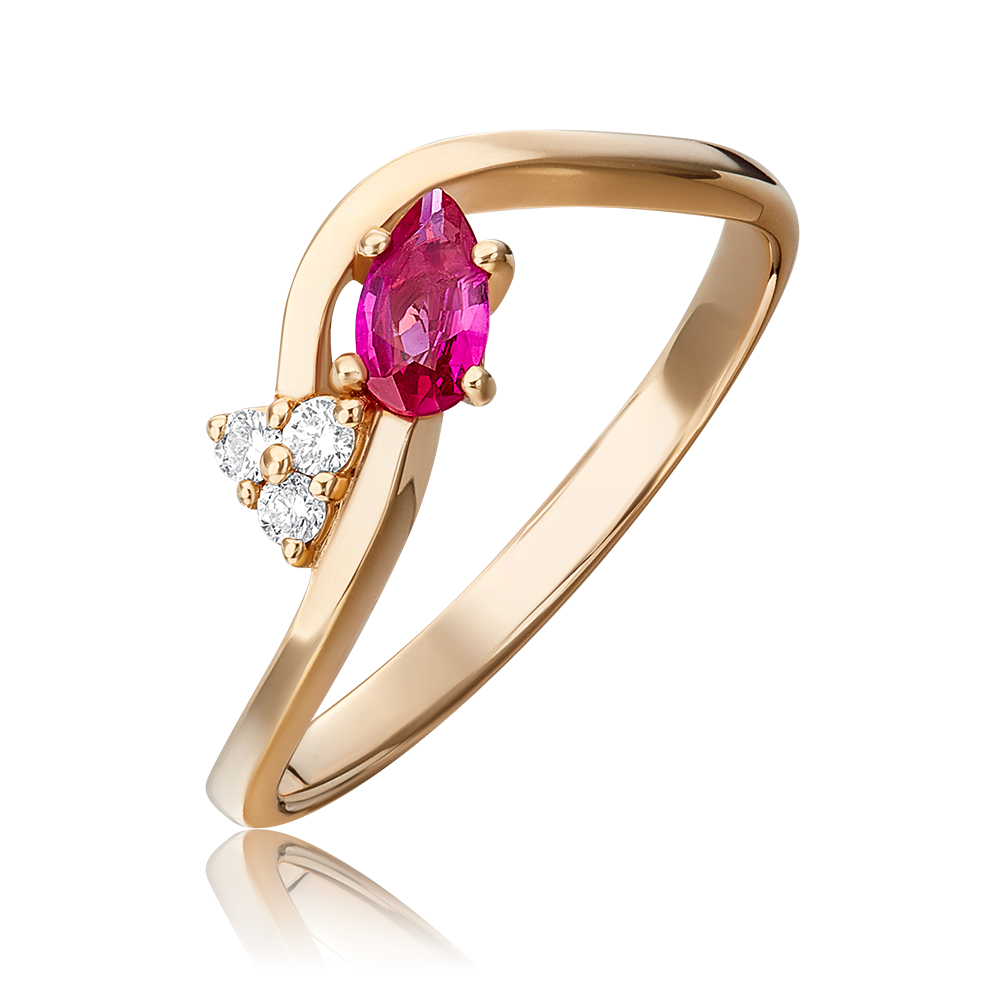 Кольцо из красного золота с рубином и бриллиантами 01-0577-00-107-1110-30